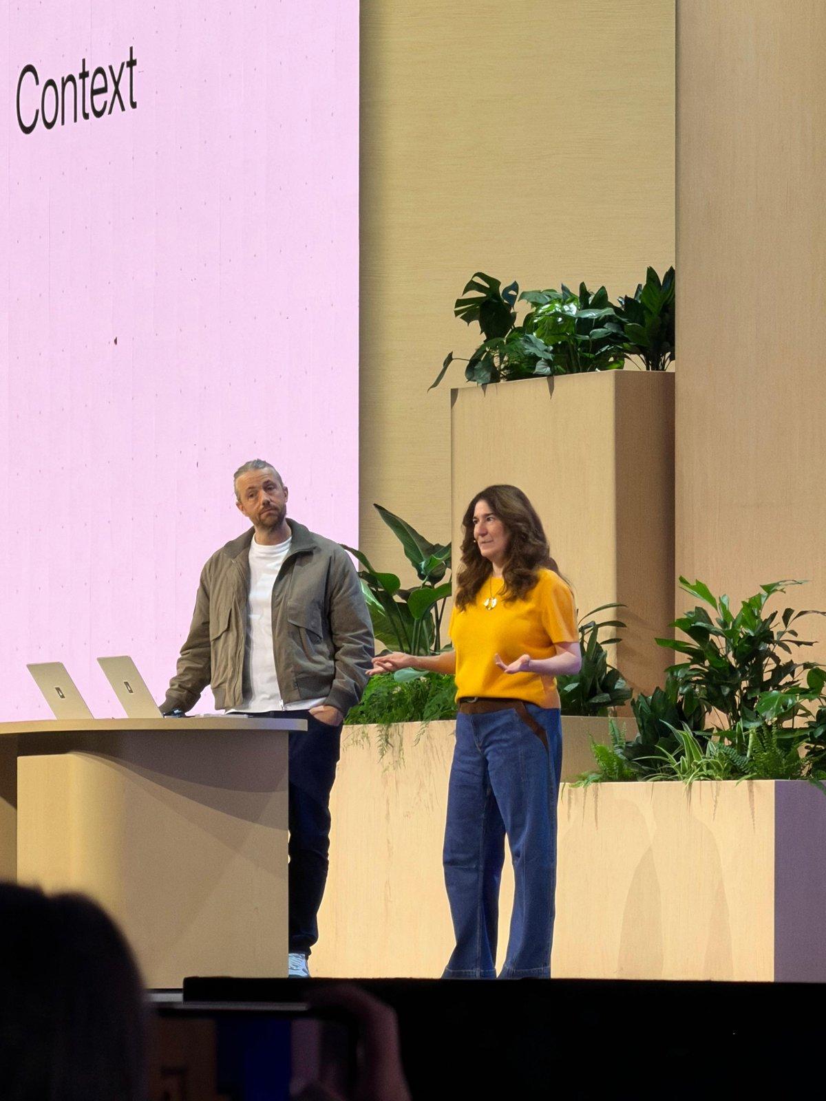 Mike Cannon-Brookes and Tamar Yehoshua on stage with Context on screen